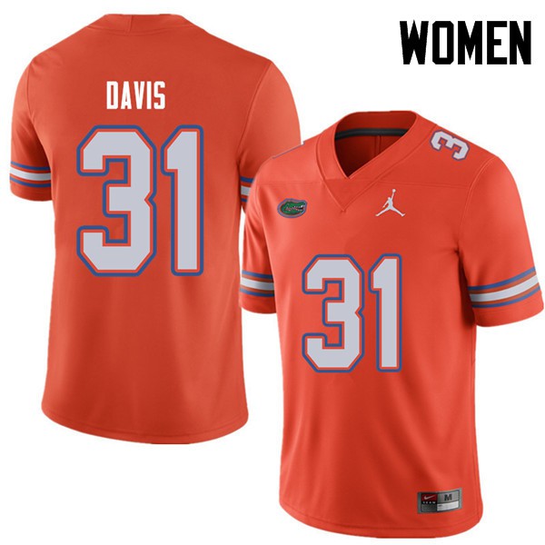 Jordan Brand Women #31 Shawn Davis Florida Gators College Football Jerseys Orange